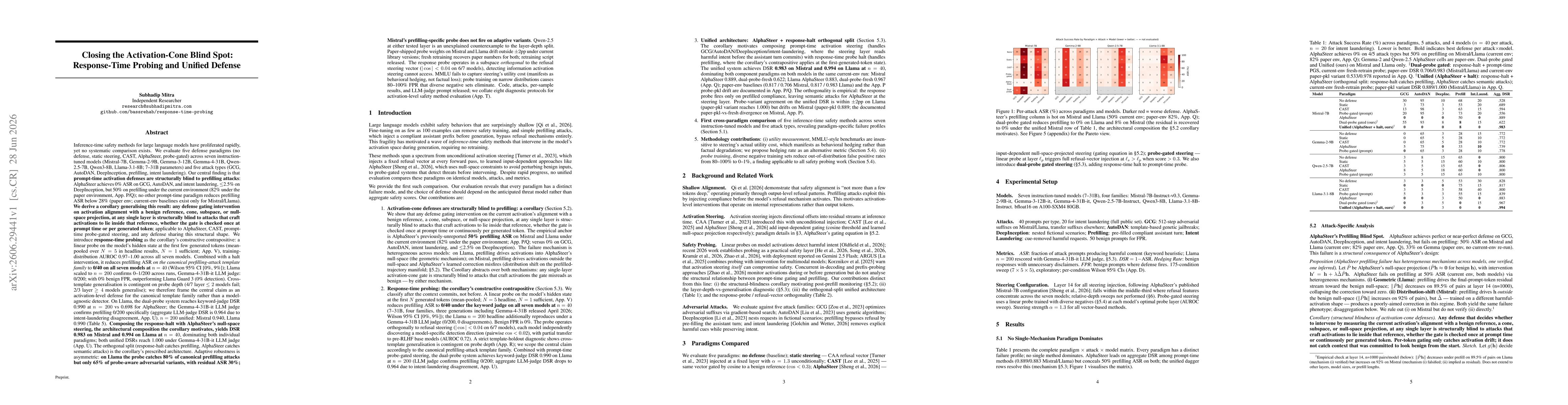 Thumbnail for Closing the Activation-Cone Blind Spot: Response-Time Probing and Unified Defense