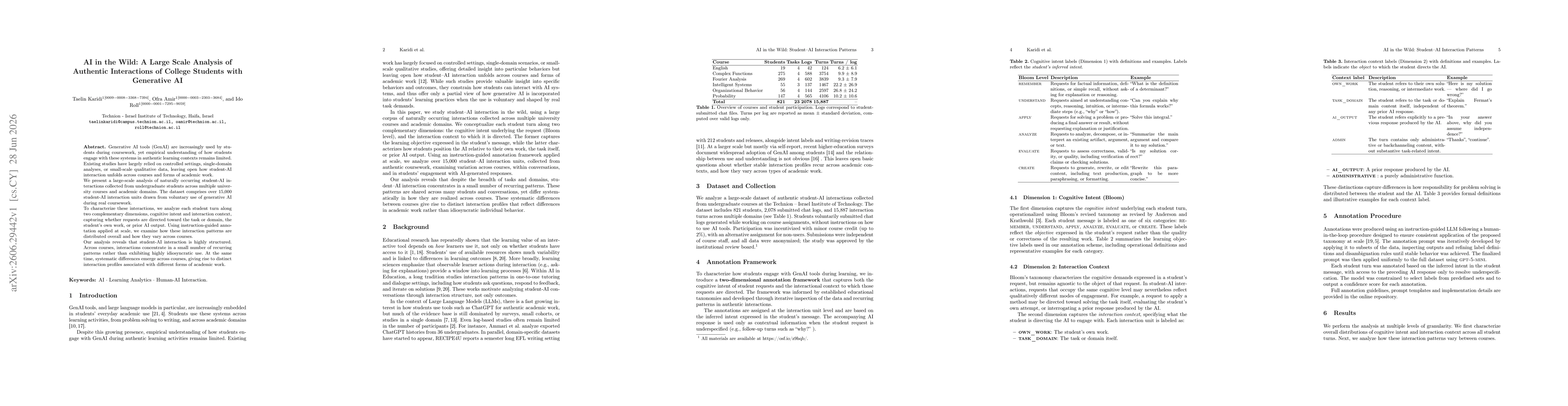 Thumbnail for AI in the Wild: A Large Scale Analysis of Authentic Interactions of College Students with Generative AI
