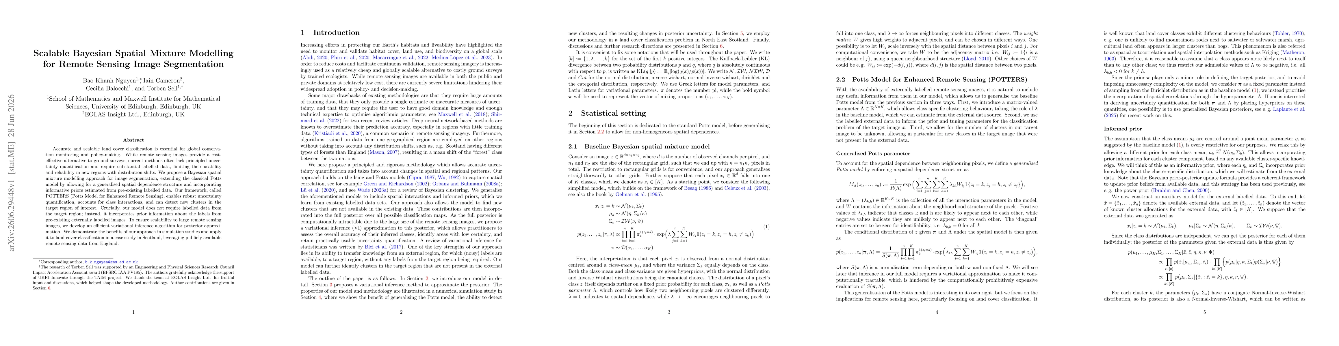 Thumbnail for Scalable Bayesian Spatial Mixture Modelling for Remote Sensing Image Segmentation
