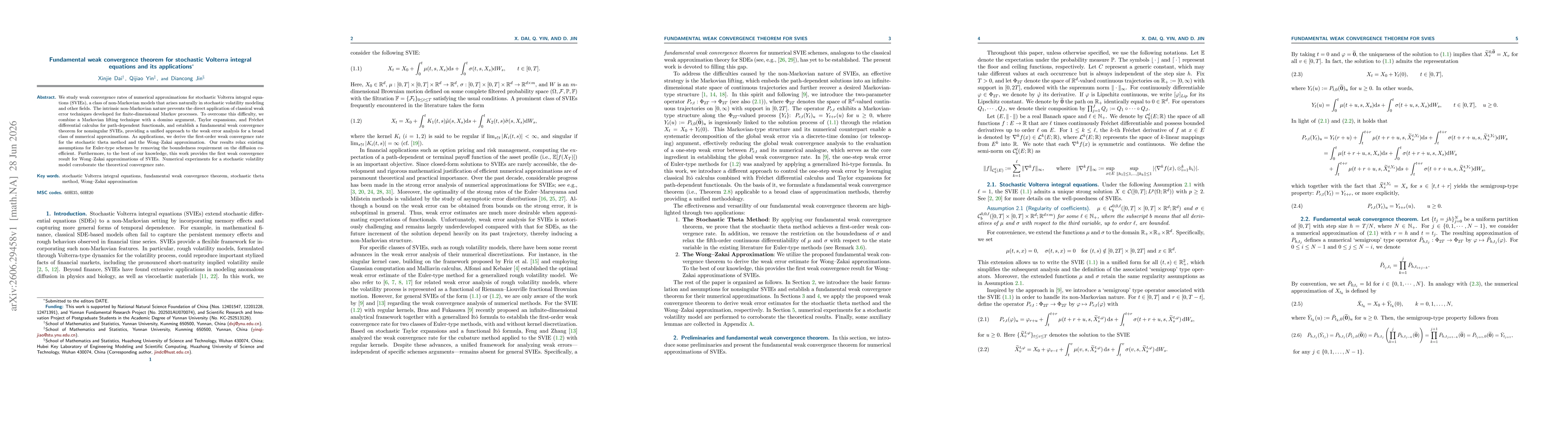 Thumbnail for Fundamental weak convergence theorem for stochastic Volterra integral equations and its applications
