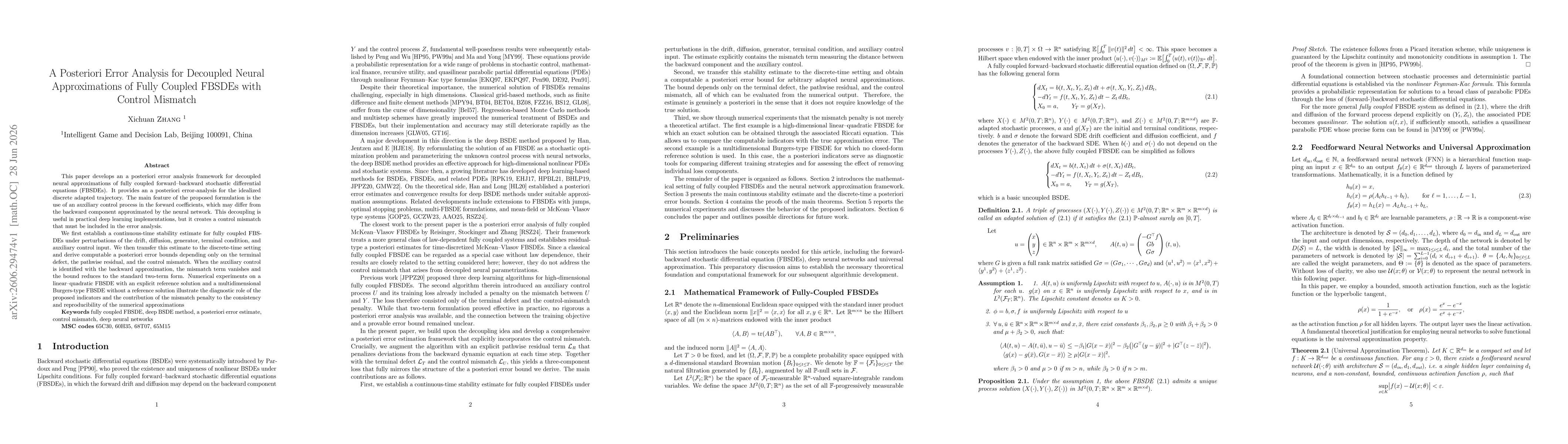 Thumbnail for A Posteriori Error Analysis for Decoupled Neural Approximations of Fully Coupled FBSDEs with Control Mismatch