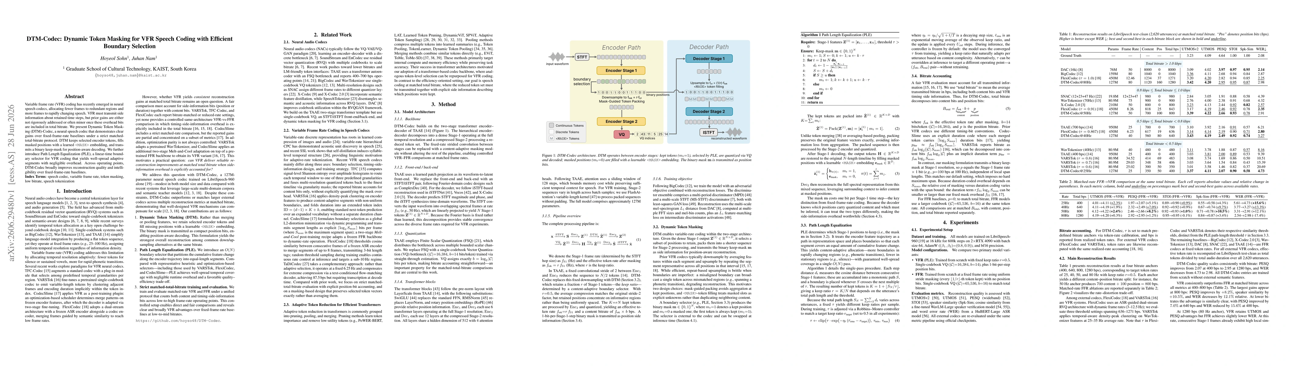 Thumbnail for DTM-Codec: Dynamic Token Masking for VFR Speech Coding with Efficient Boundary Selection