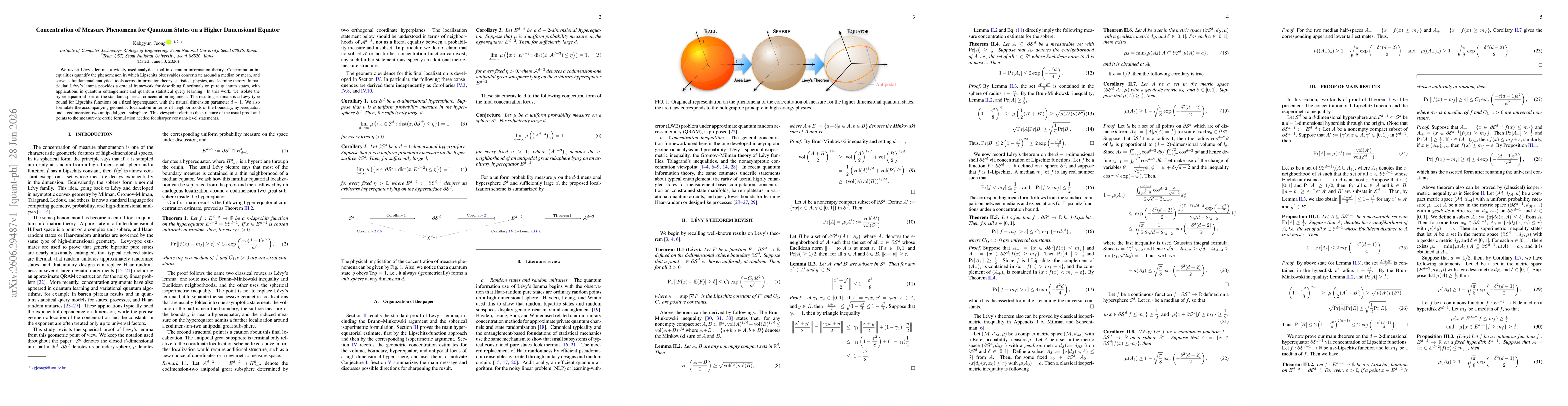 Thumbnail for Concentration of Measure Phenomena for Quantum States on a Higher Dimensional Equator