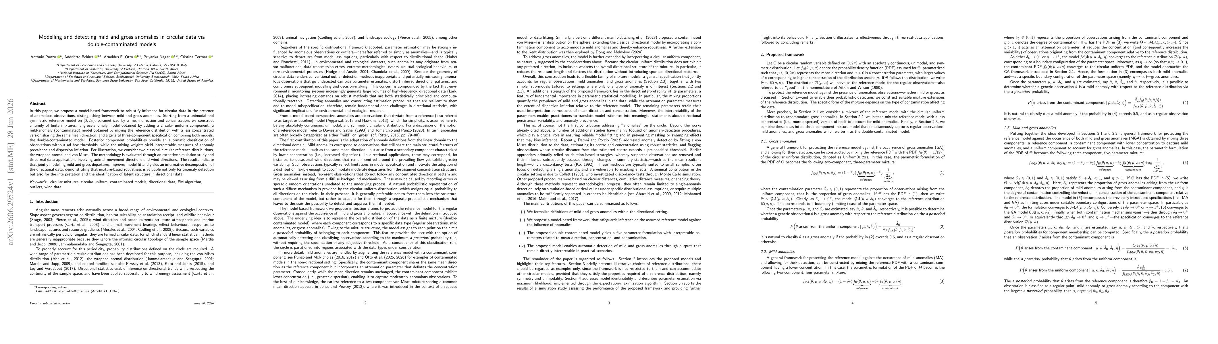 Thumbnail for Modelling and detecting mild and gross anomalies in circular data via double-contaminated models