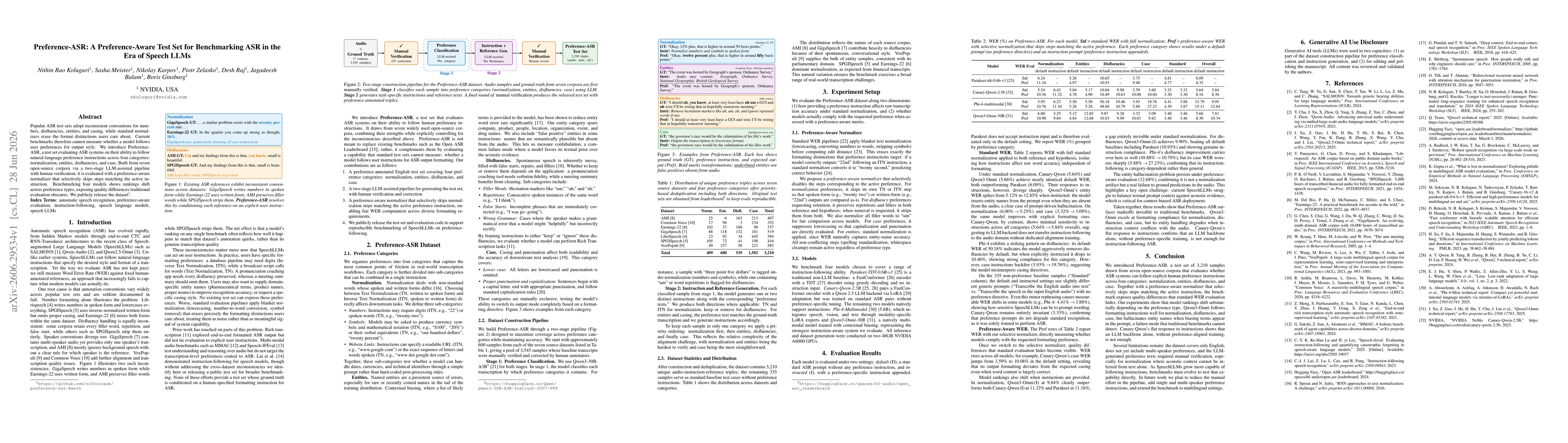 Thumbnail for Preference-ASR: A Preference-Aware Test Set for Benchmarking ASR in the Era of Speech LLMs