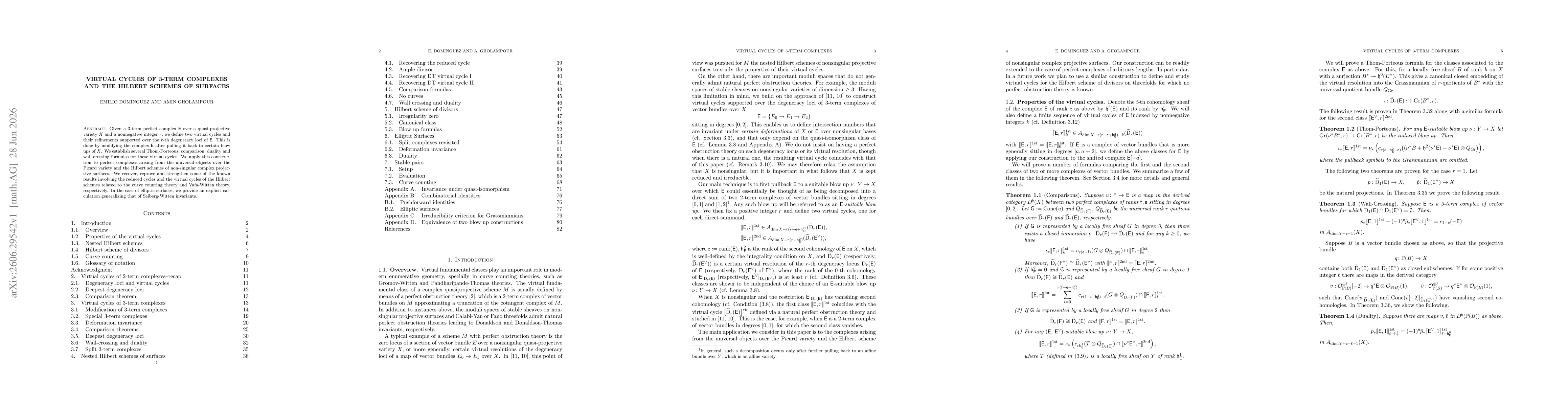 Thumbnail for Virtual cycles of 3-term complexes and the Hilbert schemes of surfaces