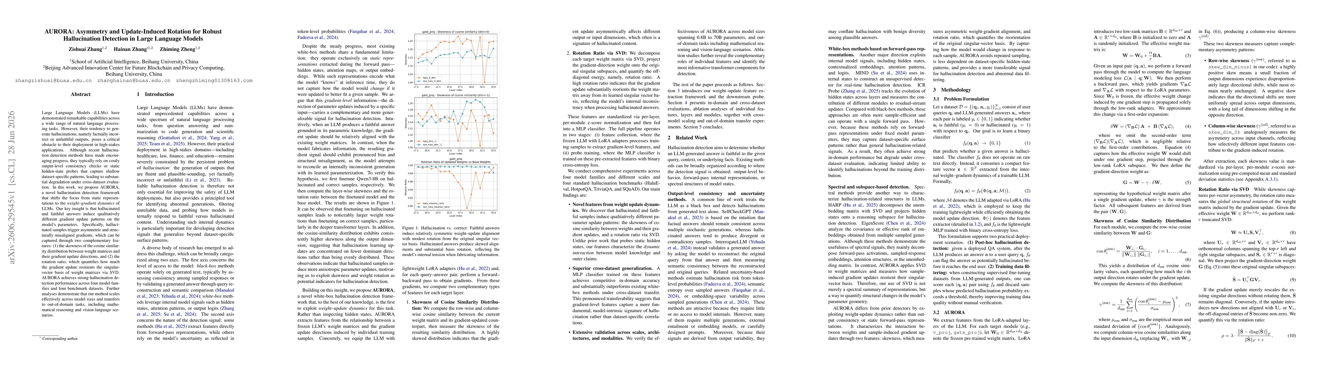 Thumbnail for AURORA: Asymmetry and Update-Induced Rotation for Robust Hallucination Detection in Large Language Models