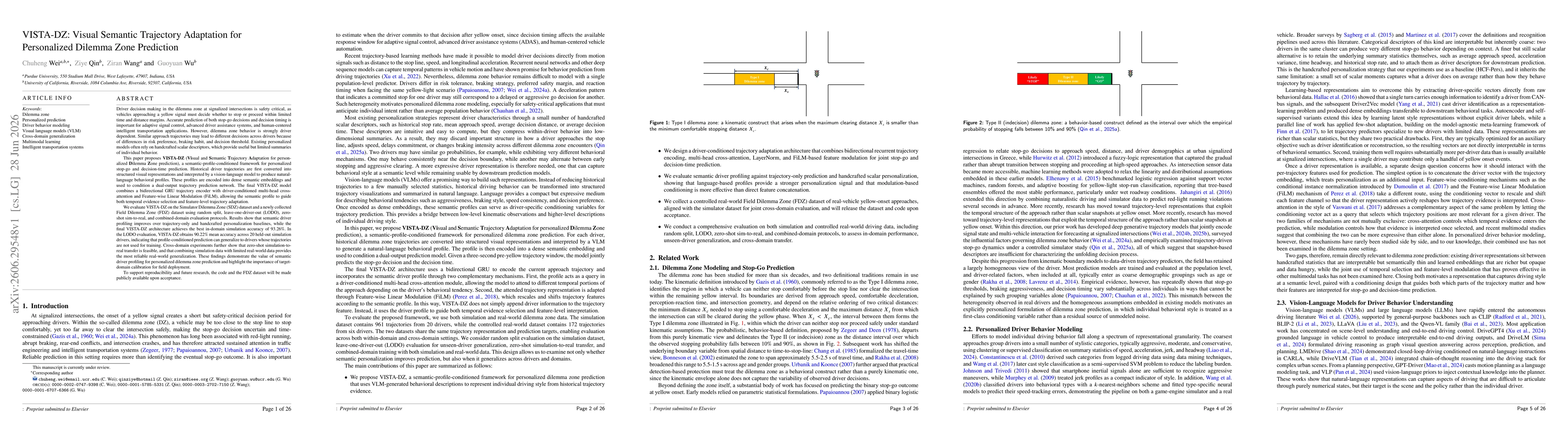 Thumbnail for VISTA-DZ: Visual Semantic Trajectory Adaptation for Personalized Dilemma Zone Prediction