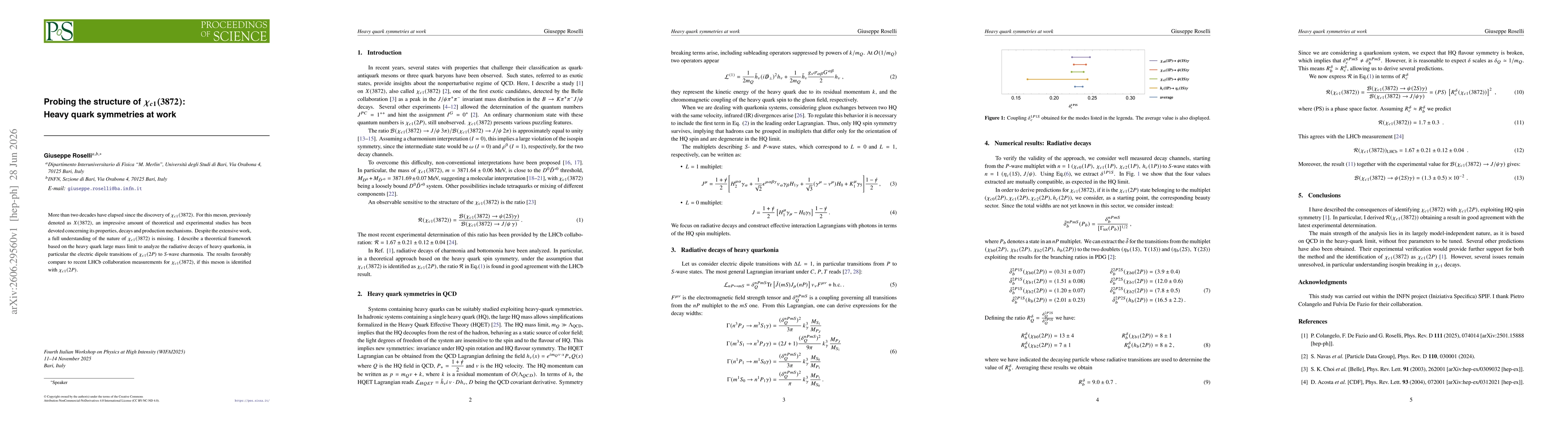 Thumbnail for Probing the structure of $χ_{c1}(3872)$: Heavy quark symmetries at work