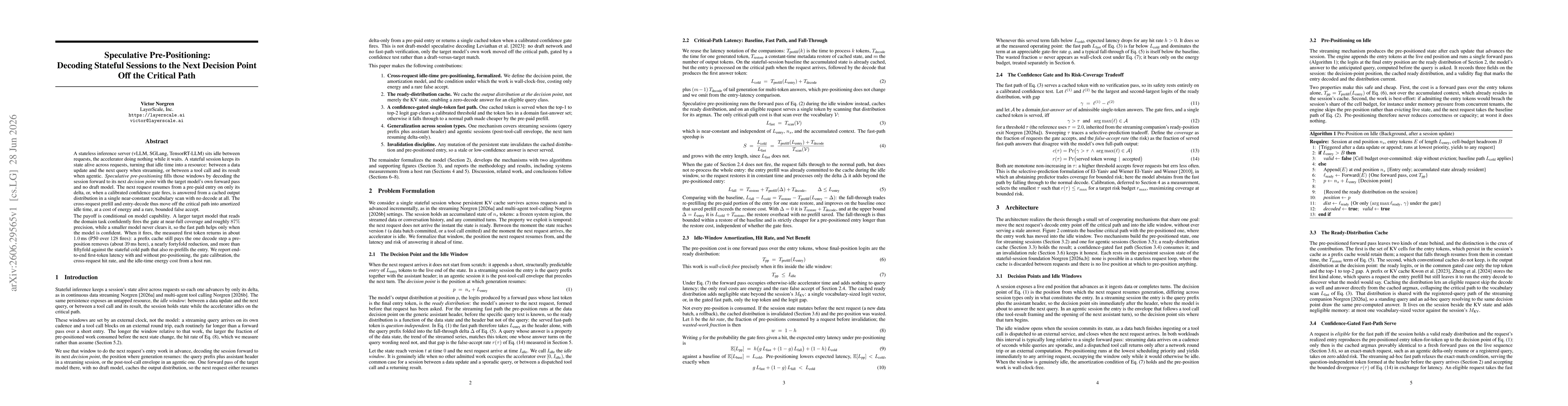 Thumbnail for Speculative Pre-Positioning: Decoding Stateful Sessions to the Next Decision Point Off the Critical Path
