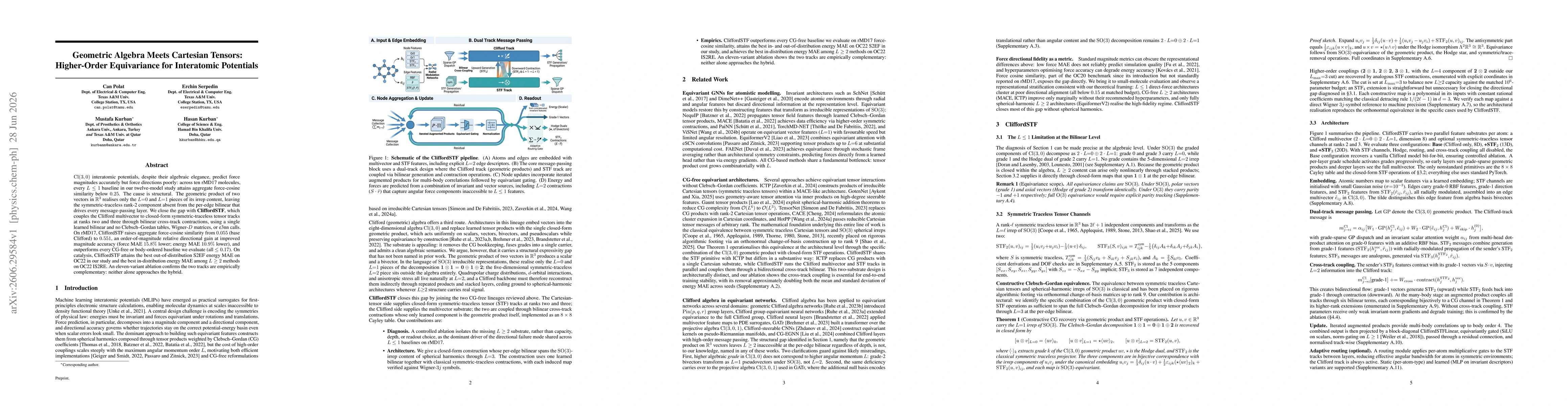 Thumbnail for Geometric Algebra Meets Cartesian Tensors: Higher-Order Equivariance for Interatomic Potentials