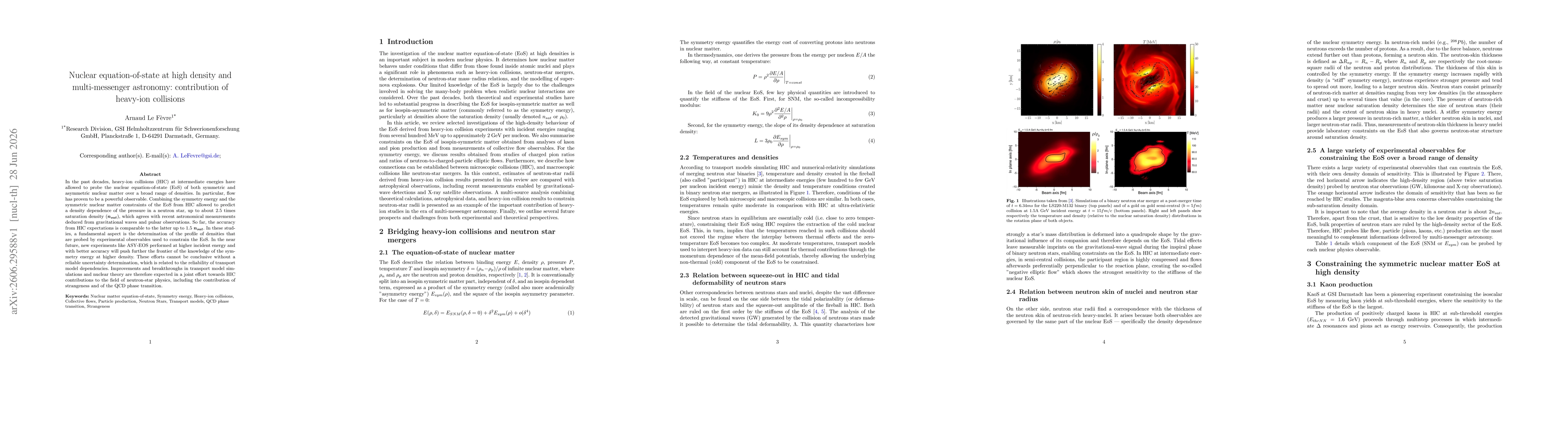 Thumbnail for Nuclear equation-of-state at high density and multi-messenger astronomy: contribution of heavy-ion collisions