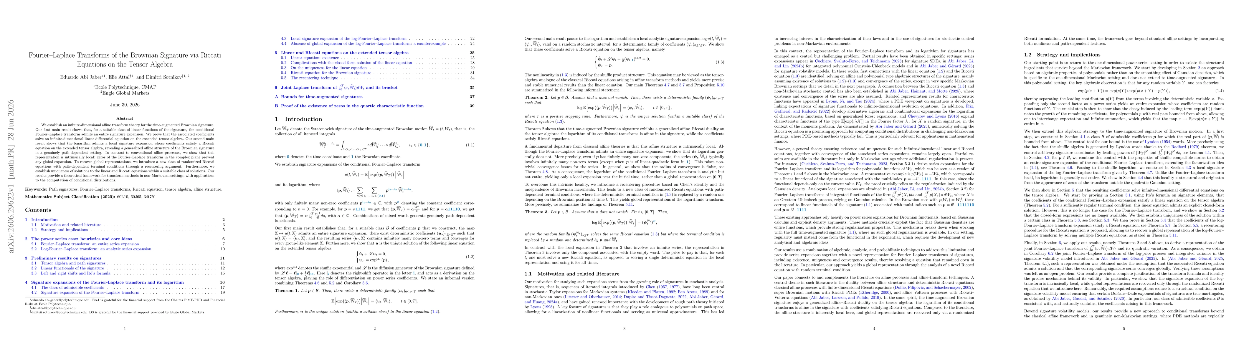 Thumbnail for Fourier-Laplace Transforms of the Brownian Signature via Riccati Equations on the Tensor Algebra