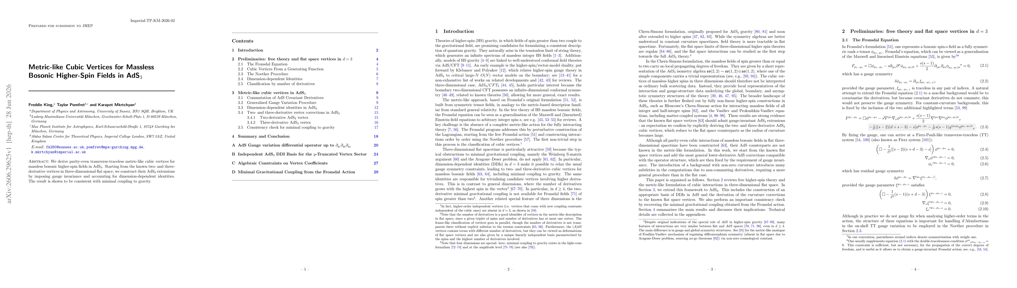 Thumbnail for Metric-like Cubic Vertices for Massless Bosonic Higher-Spin Fields in AdS$_3$
