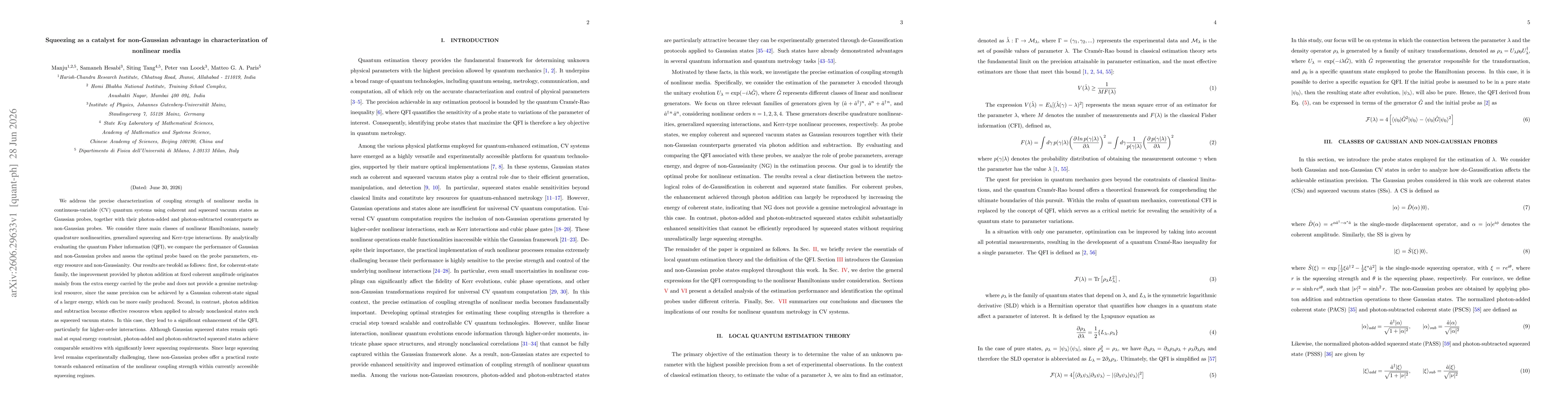 Thumbnail for Squeezing as a catalyst for non-Gaussian advantage in characterization of nonlinear media