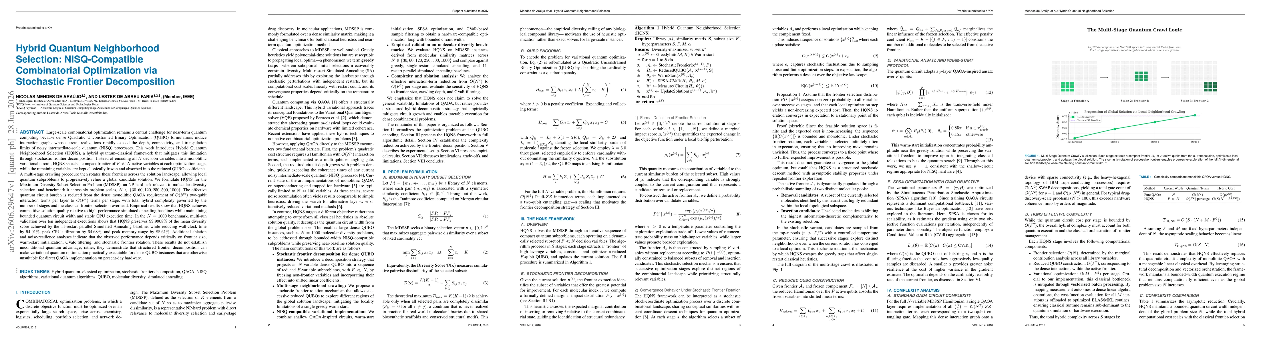 Thumbnail for Hybrid Quantum Neighborhood Selection: NISQ-Compatible Combinatorial Optimization via Stochastic Frontier Decomposition