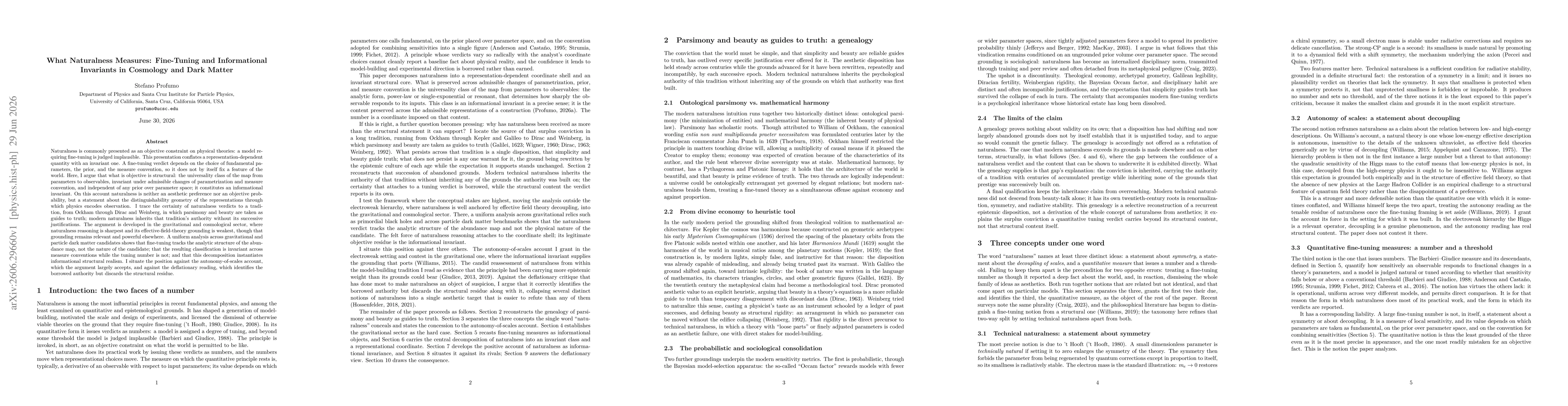 Thumbnail for What Naturalness Measures: Fine-Tuning and Informational Invariants in Cosmology and Dark Matter
