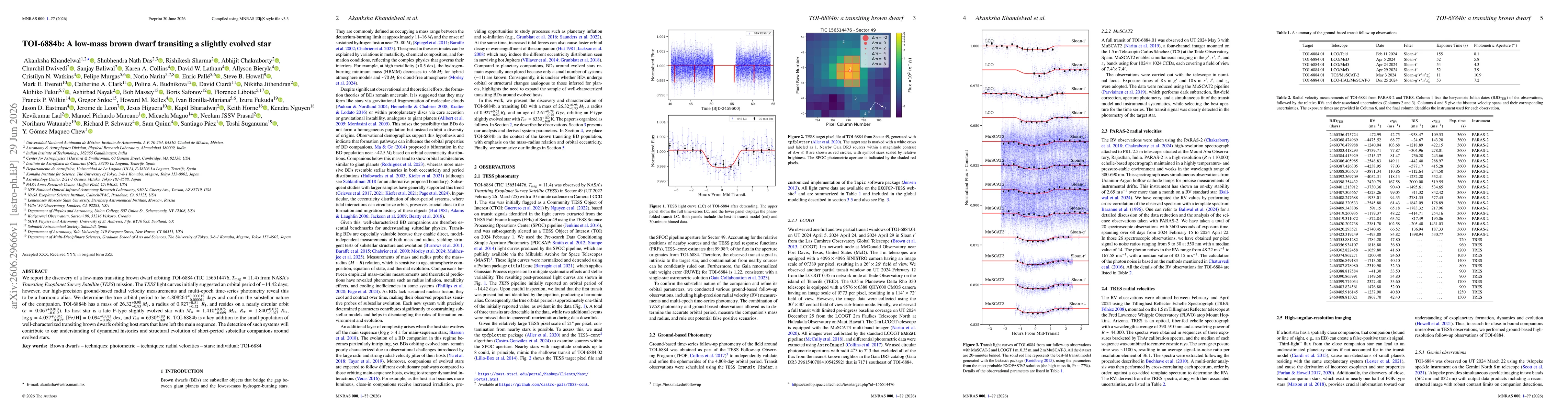 Thumbnail for TOI-6884b: A low-mass brown dwarf transiting a slightly evolved star
