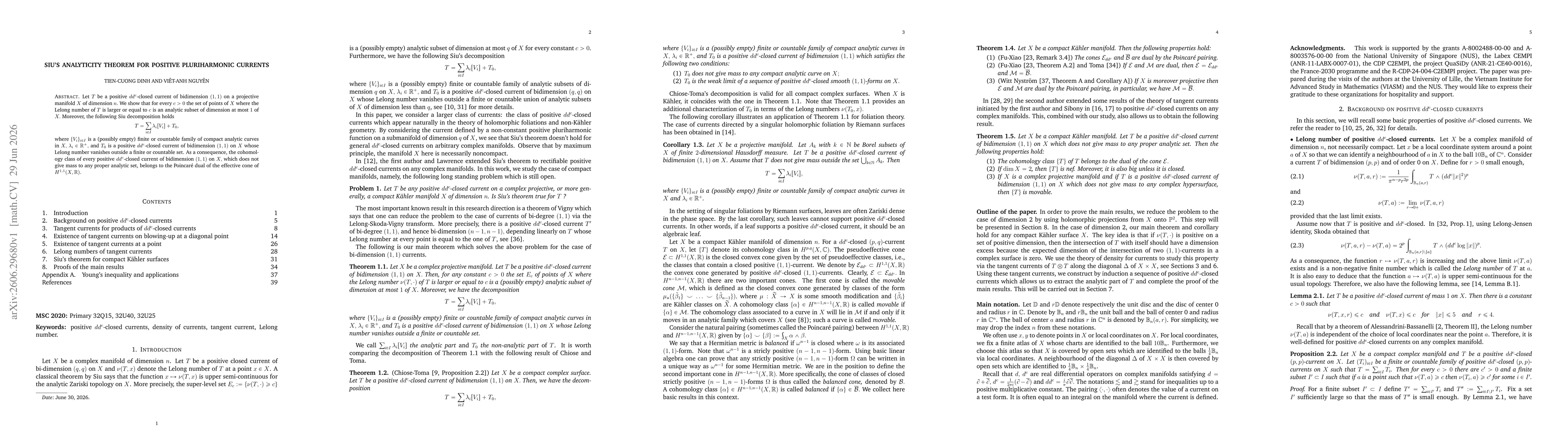 Thumbnail for Siu's analyticity theorem for positive pluriharmonic currents