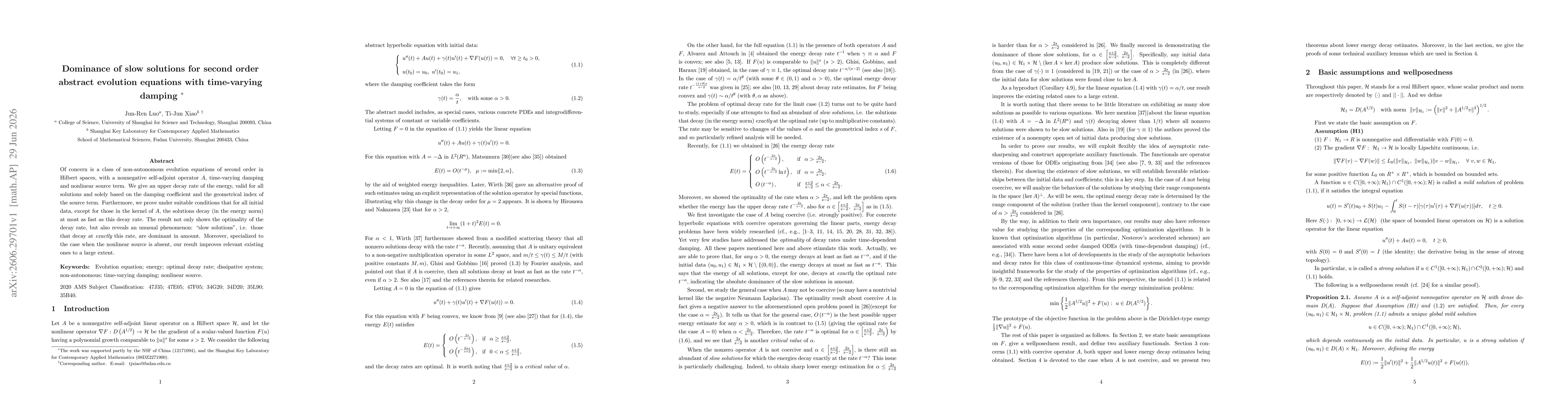 Thumbnail for Dominance of slow solutions for second order abstract evolution equations with time-varying damping