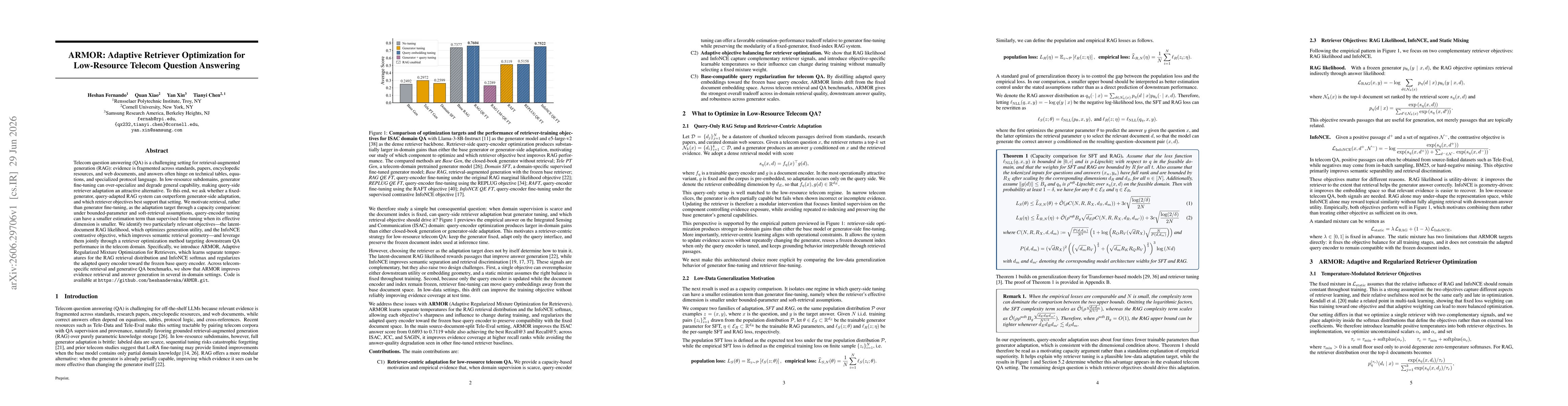 Thumbnail for ARMOR: Adaptive Retriever Optimization for Low-Resource Telecom Question Answering