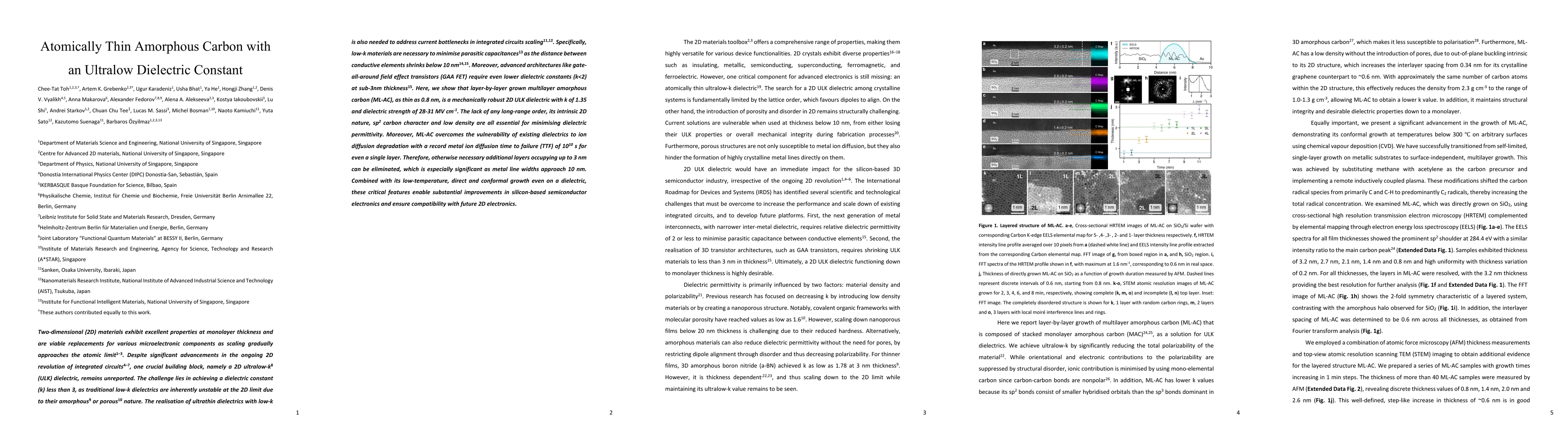 Thumbnail for Atomically Thin Amorphous Carbon with an Ultralow Dielectric Constant