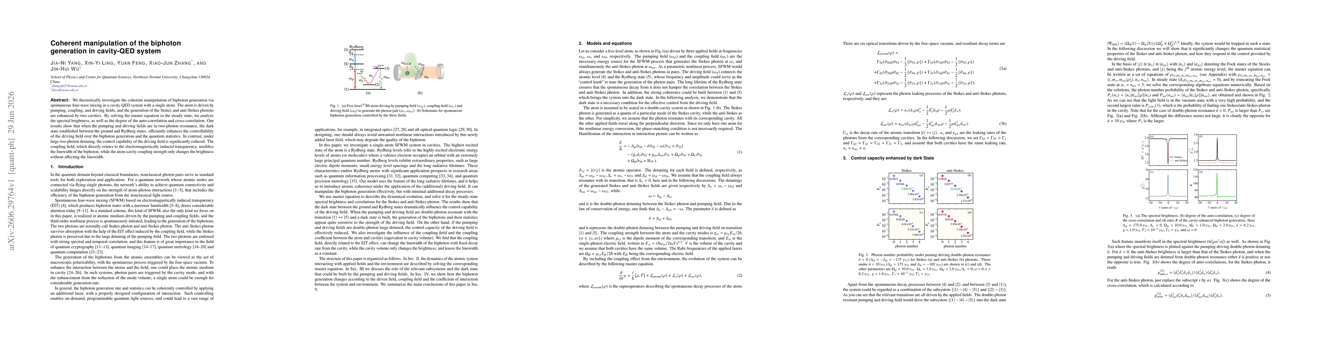 Thumbnail for Coherent manipulation of the biphoton generation in cavity-QED system