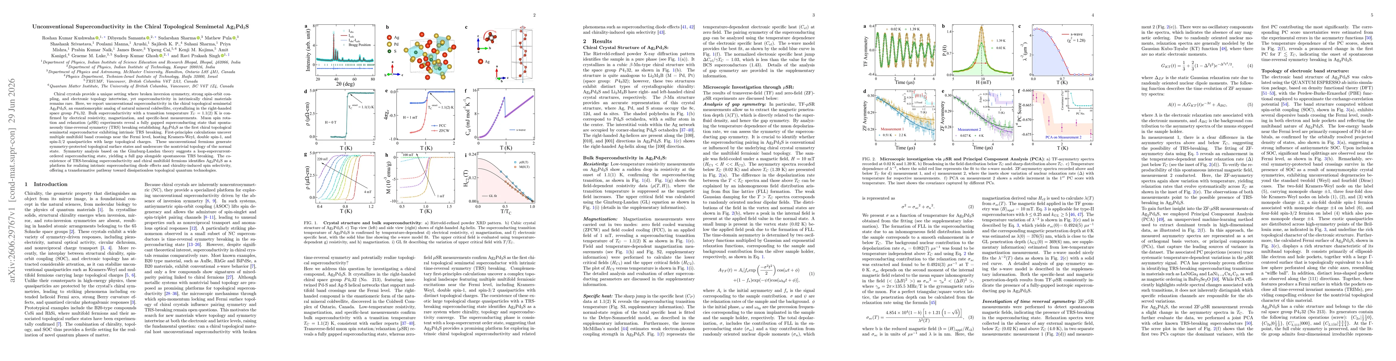 Thumbnail for Unconventional Superconductivity in the Chiral Topological Semimetal Ag2Pd3S