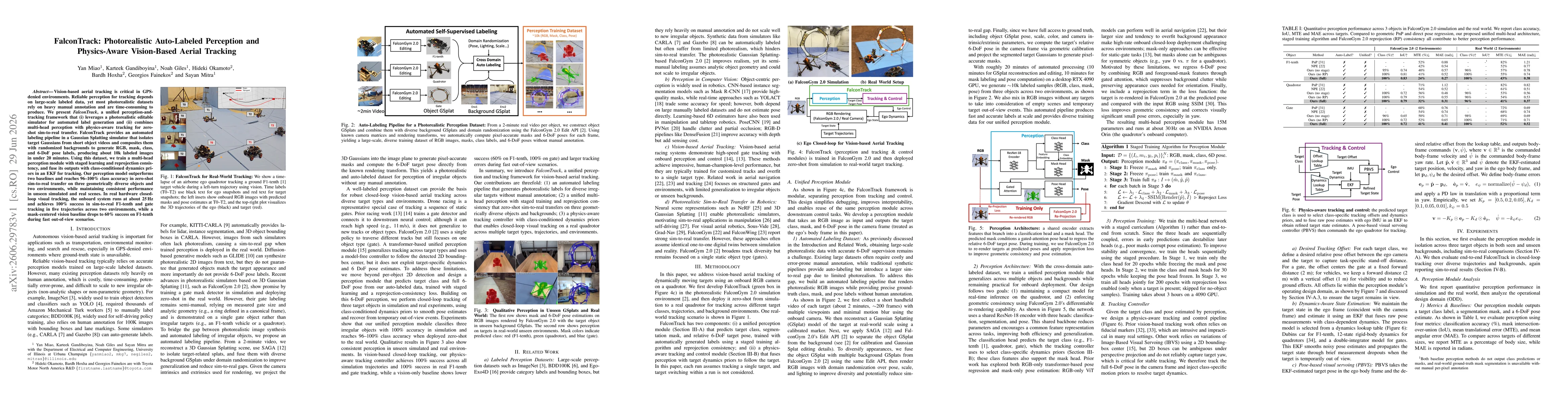 Thumbnail for FalconTrack: Photorealistic Auto-Labeled Perception and Physics-Aware Vision-Based Aerial Tracking