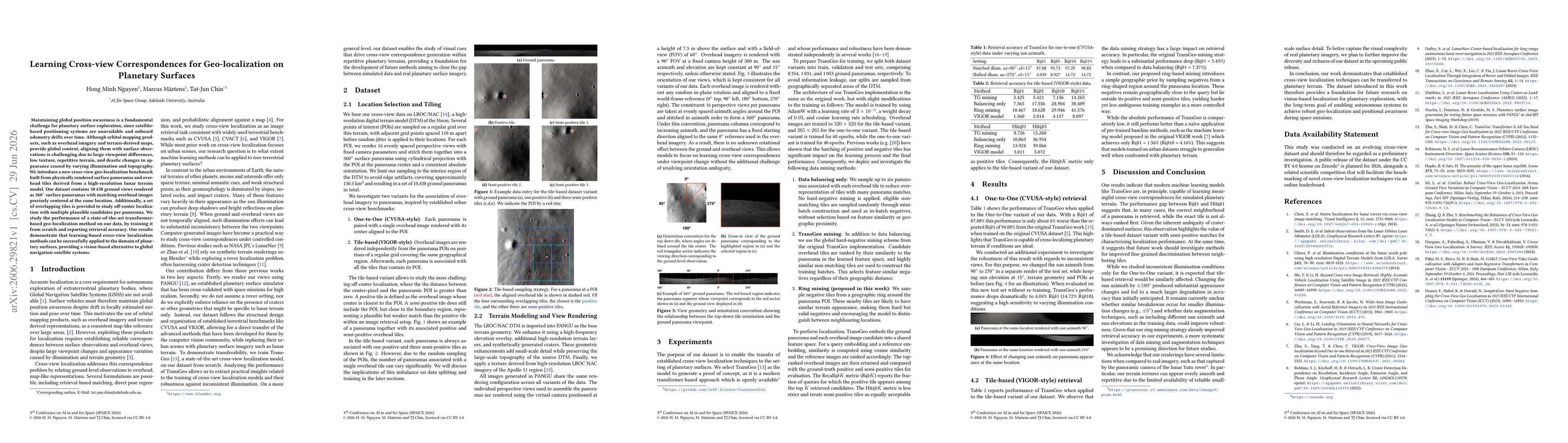 Thumbnail for Learning Cross-view Correspondences for Geo-localization on Planetary Surfaces