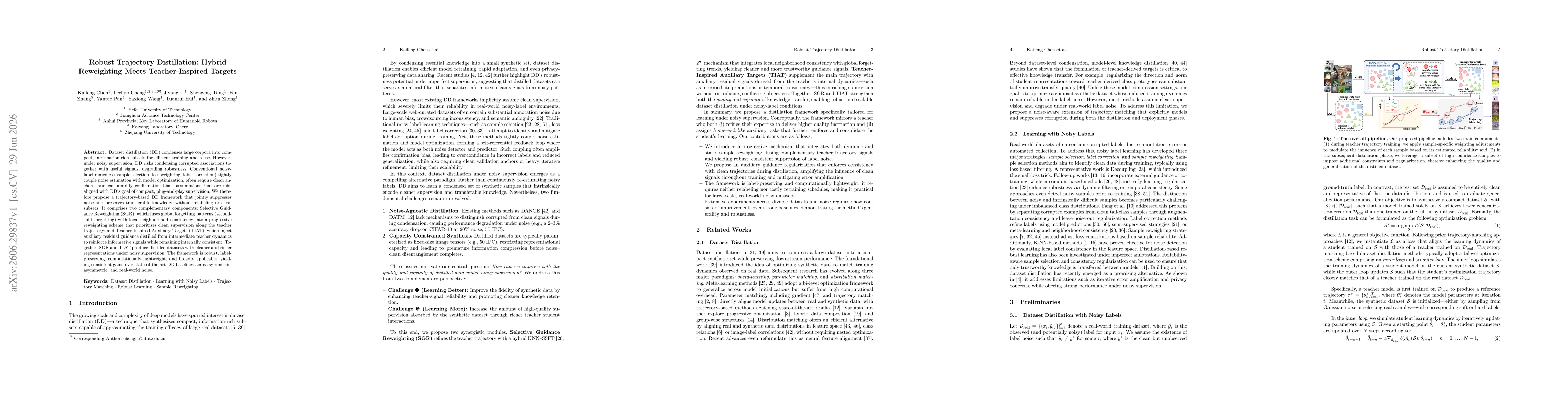 Thumbnail for Robust Trajectory Distillation: Hybrid Reweighting Meets Teacher-Inspired Targets