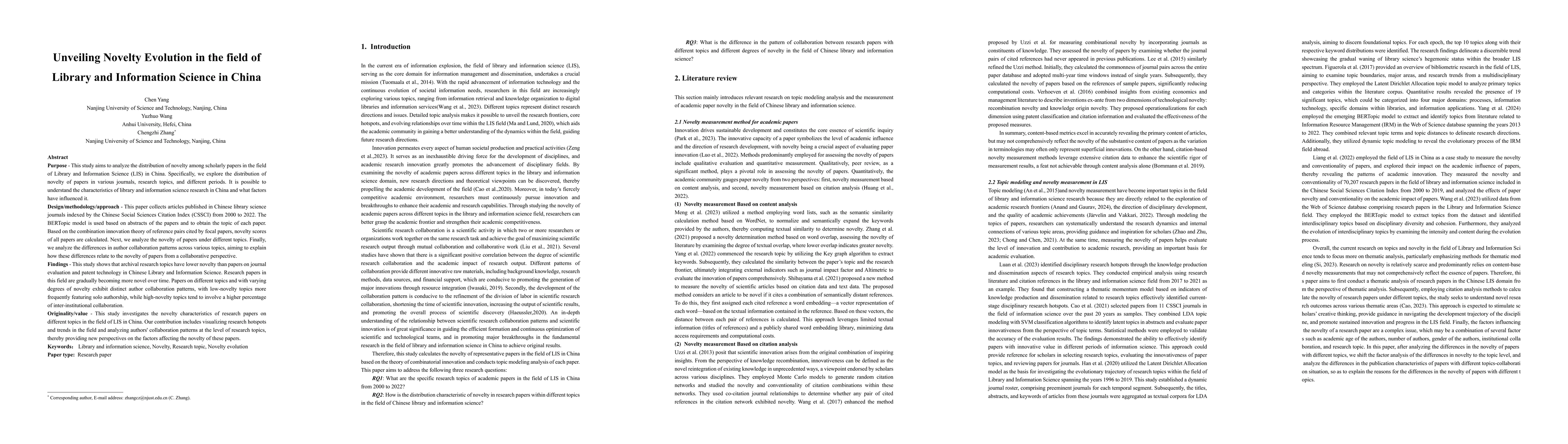 Thumbnail for Unveiling Novelty Evolution in the field of Library and Information Science in China