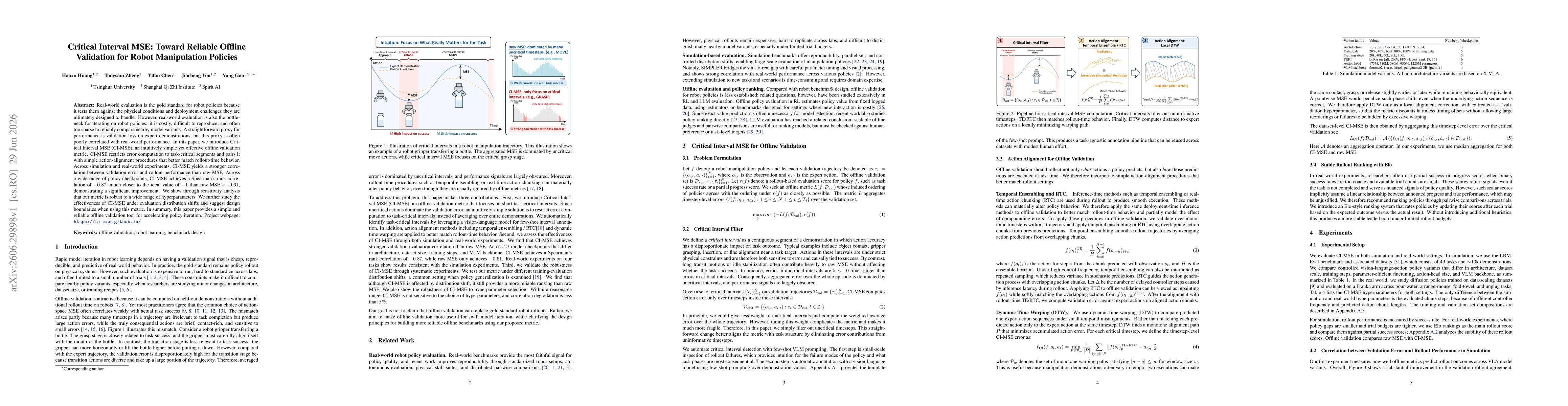 Thumbnail for Critical Interval MSE: Toward Reliable Offline Validation for Robot Manipulation Policies