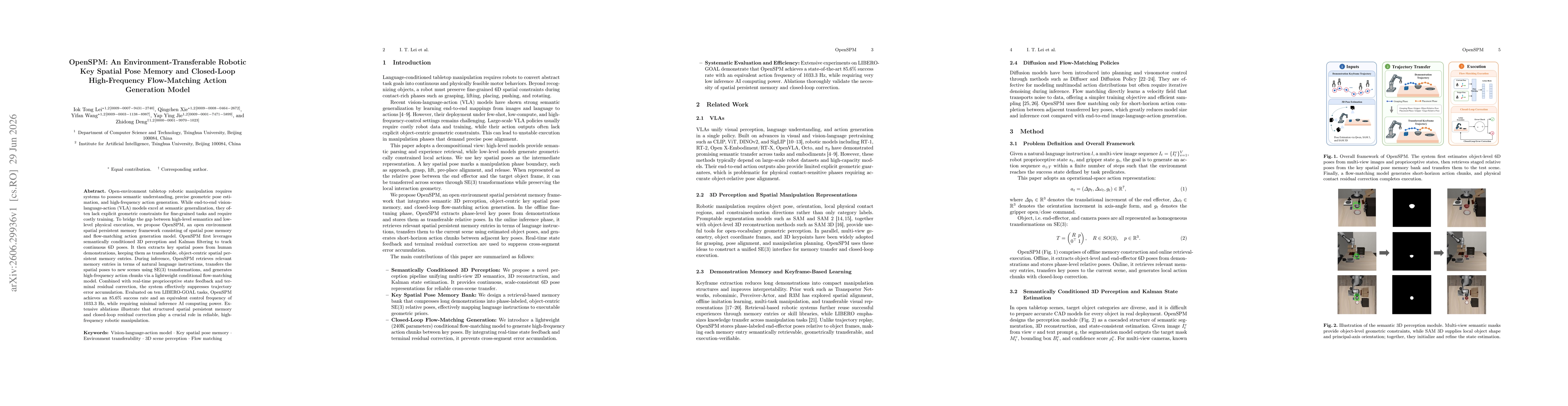 Thumbnail for OpenSPM: An Environment-Transferable Robotic Key Spatial Pose Memory and Closed-Loop High-Frequency Flow-Matching Action Generation Model