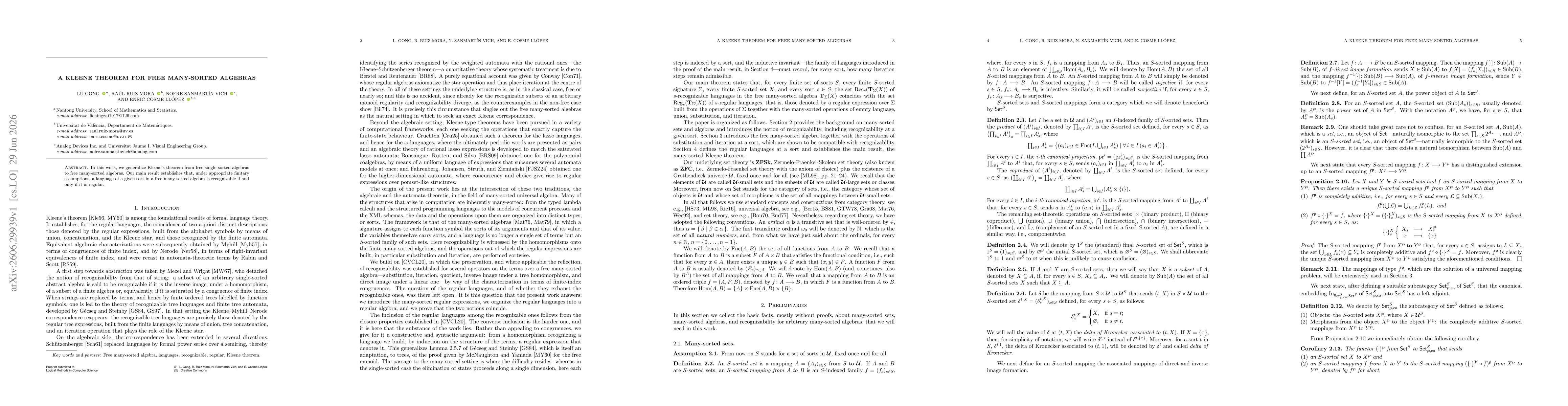 Thumbnail for A Kleene theorem for free many-sorted algebras