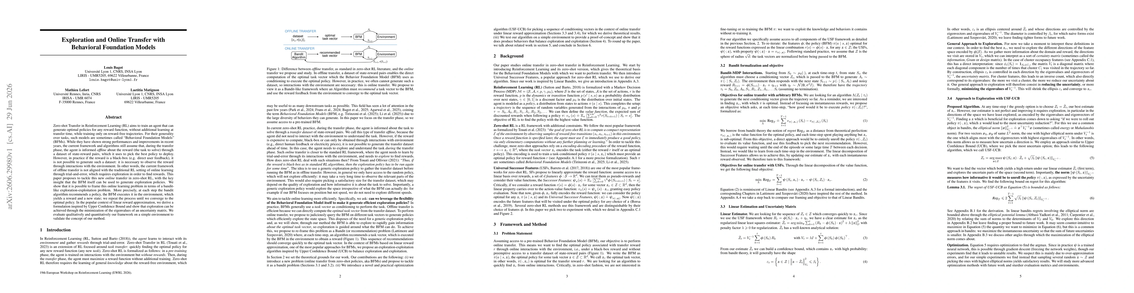 Thumbnail for Exploration and Online Transfer with Behavioral Foundation Models