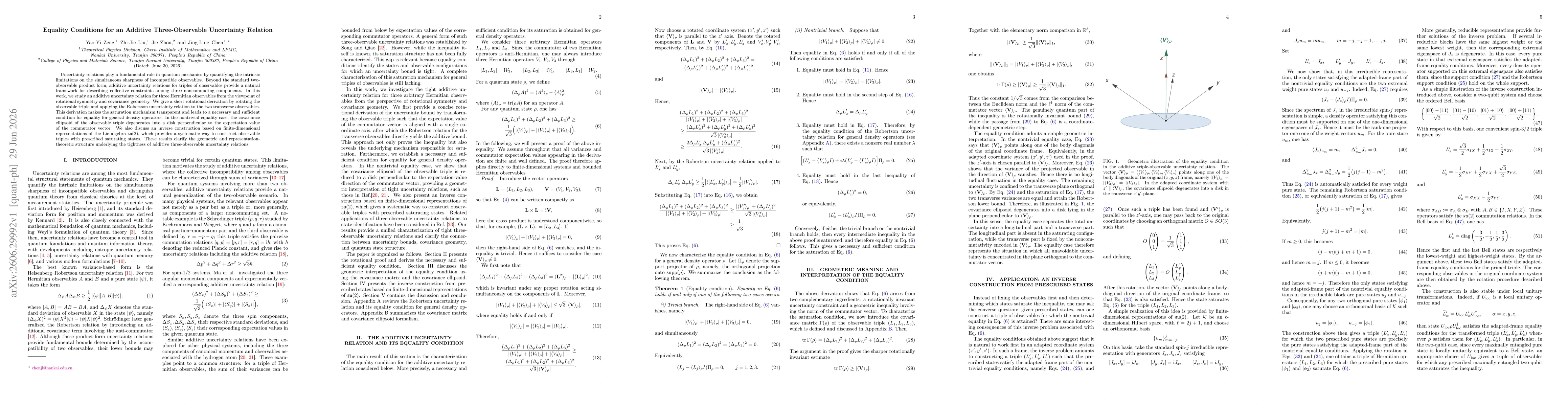Thumbnail for Equality Conditions for an Additive Three-Observable Uncertainty Relation