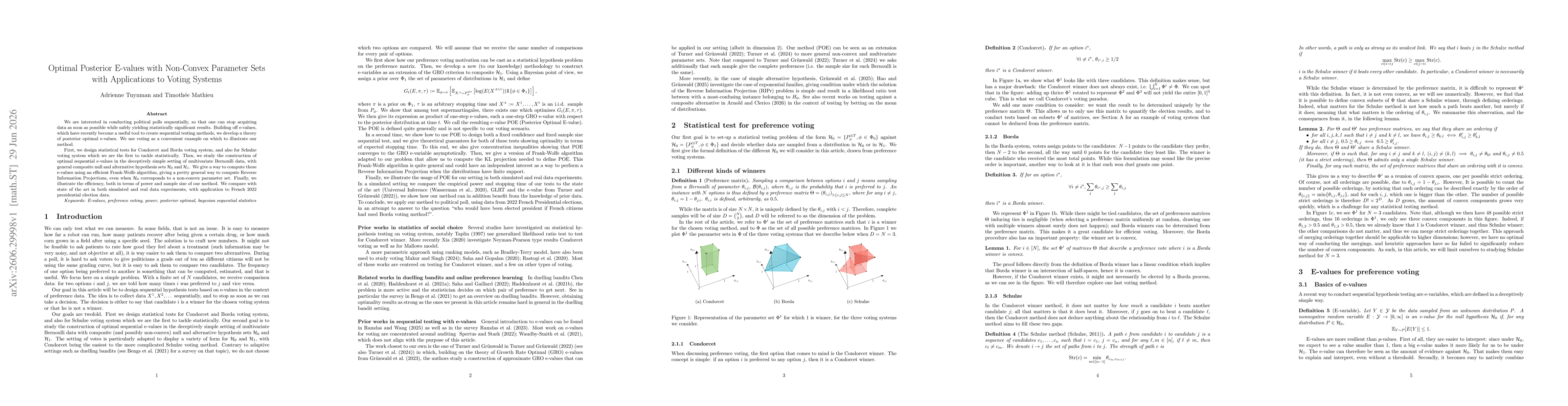 Thumbnail for Optimal Posterior E-values with Non-Convex Parameter Sets with Applications to Voting Systems