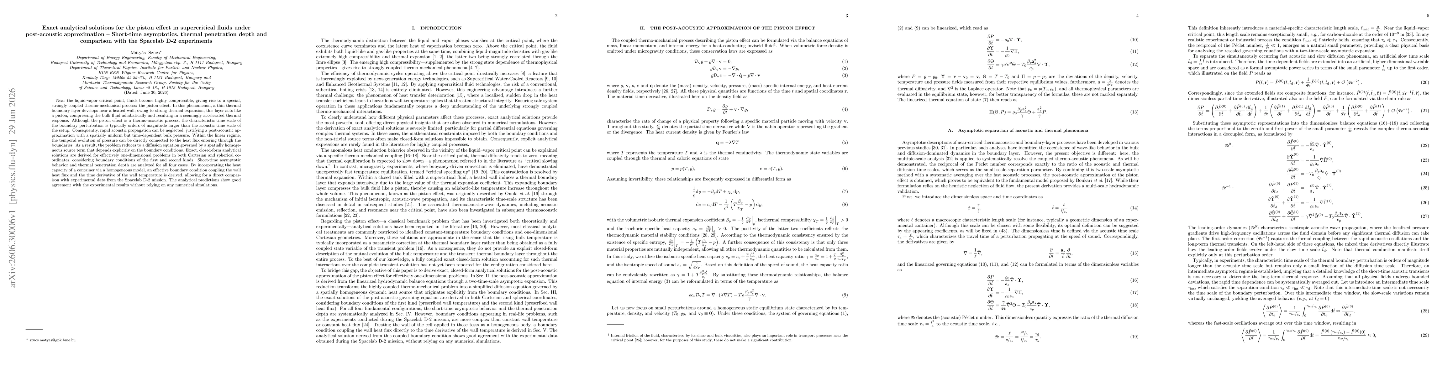 Thumbnail for Exact analytical solutions for the piston effect in supercritical fluids under post-acoustic approximation -- Short-time asymptotics, thermal penetration depth and comparison with the Spacelab D-2 experiments