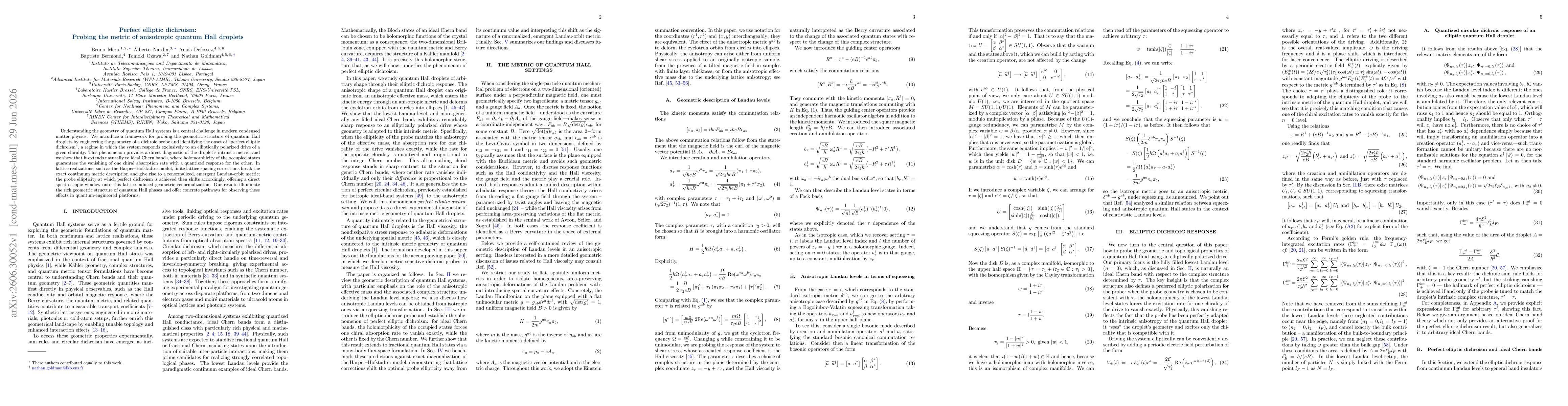 Thumbnail for Perfect elliptic dichroism: Probing the metric of anisotropic quantum Hall droplets