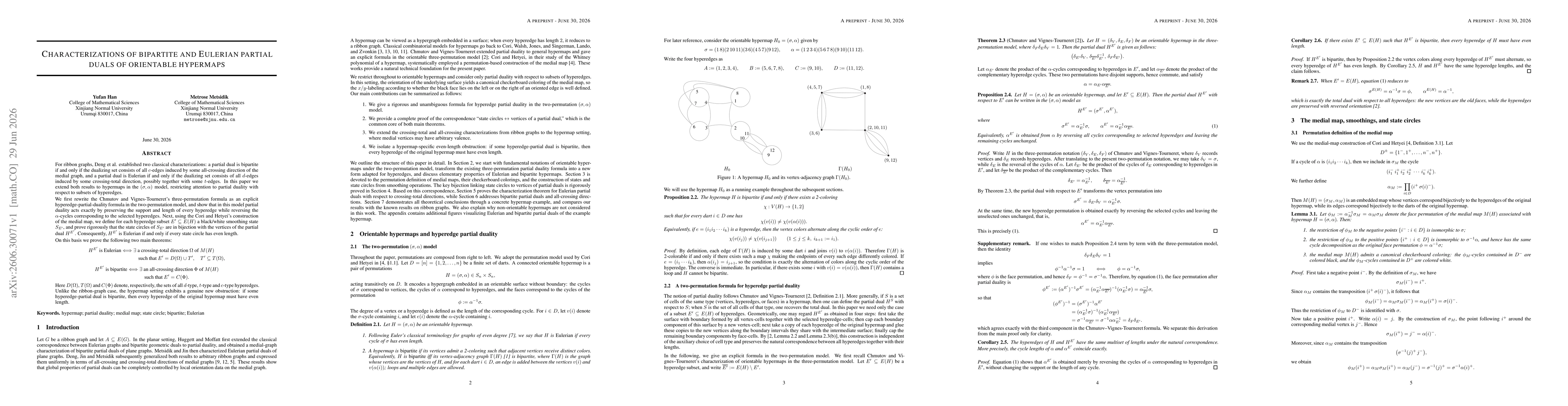 Thumbnail for Characterizations of bipartite and Eulerian partial duals of orientable hypermaps