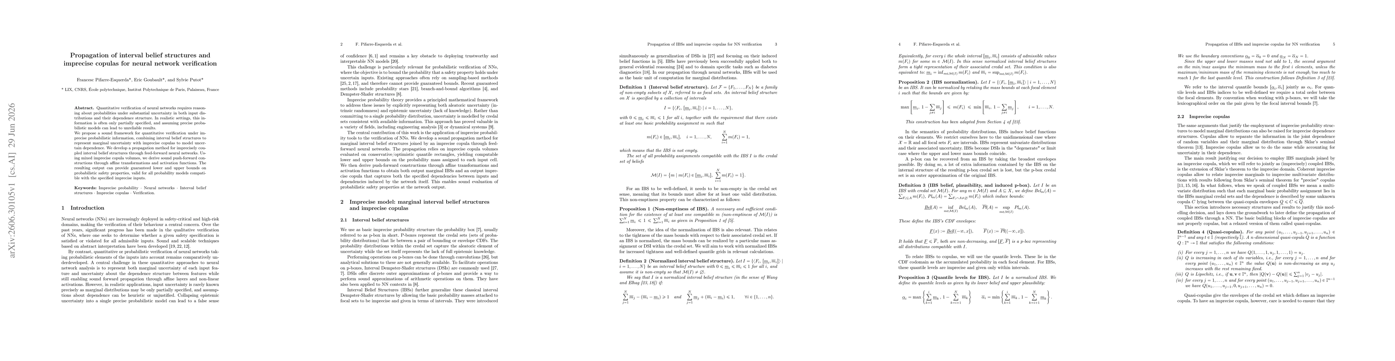 Thumbnail for Propagation of~Interval Belief Structures and~Imprecise Copulas for~Neural Network Verification