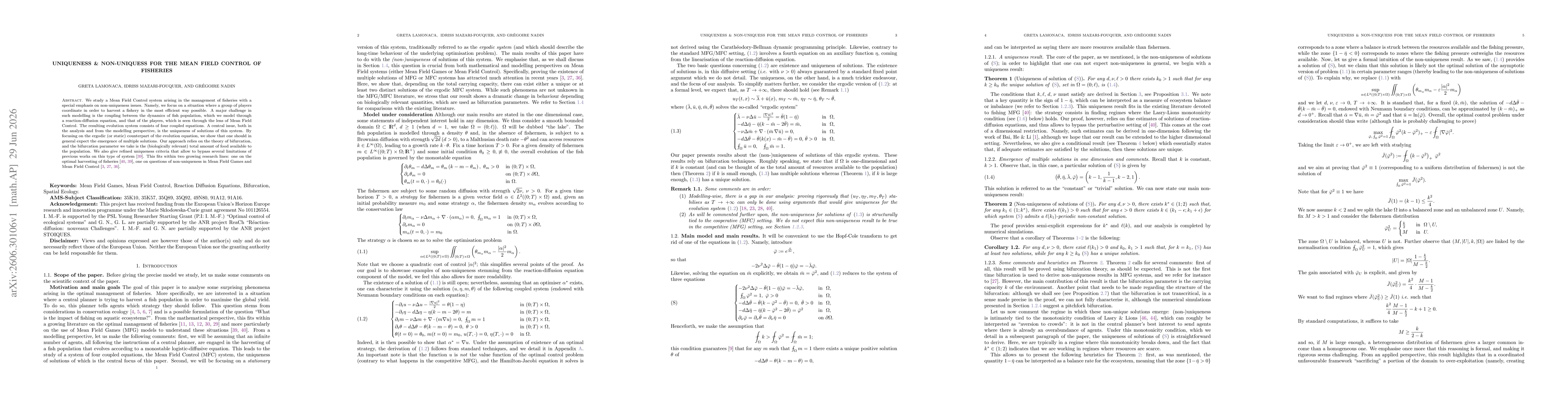 Thumbnail for Uniqueness and non-uniquess for the mean field control of fisheries
