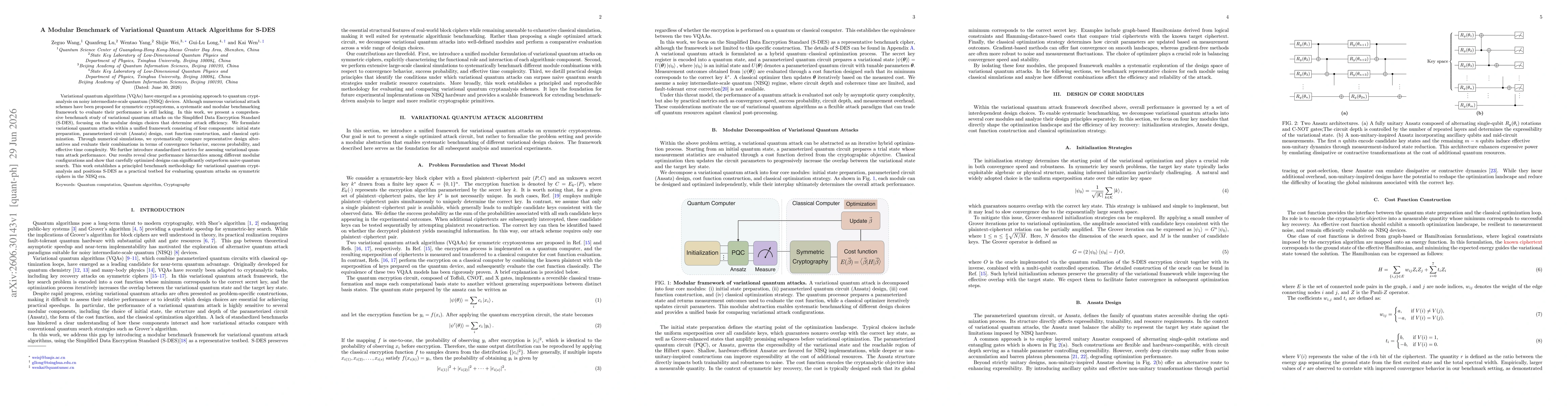 Thumbnail for A Modular Benchmark of Variational Quantum Attack Algorithms for S-DES