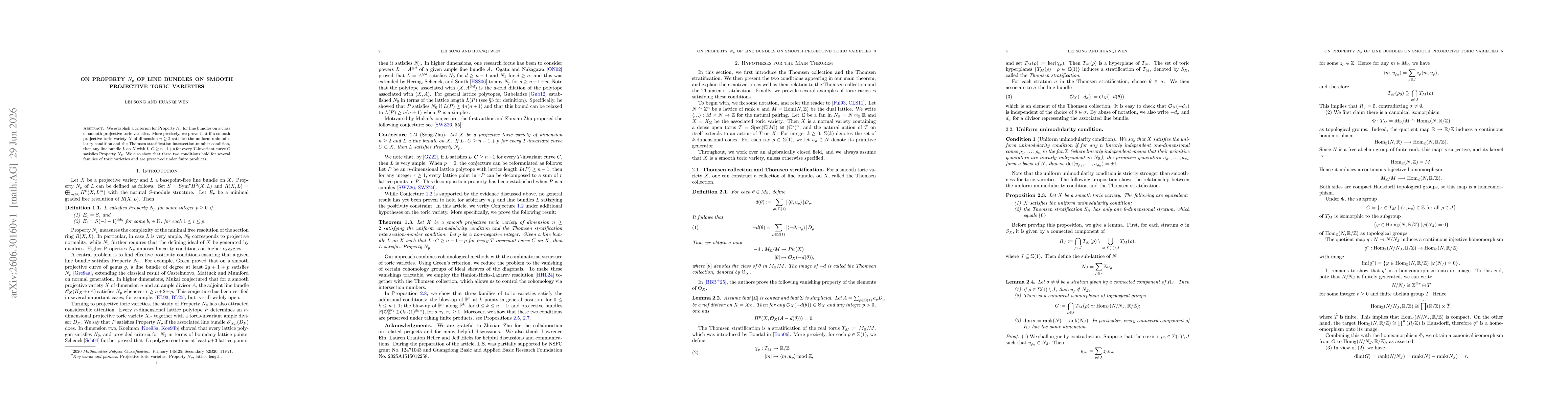 Thumbnail for On Property $N_p$ of line bundles on smooth projective toric varieties