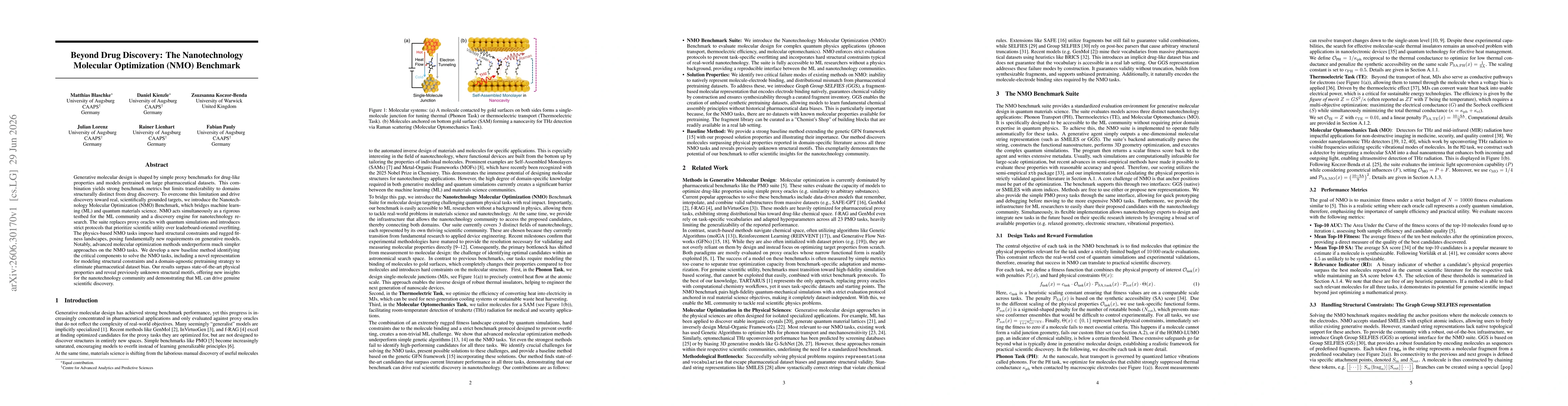 Thumbnail for Beyond Drug Discovery: The Nanotechnology Molecular Optimization (NMO) Benchmark