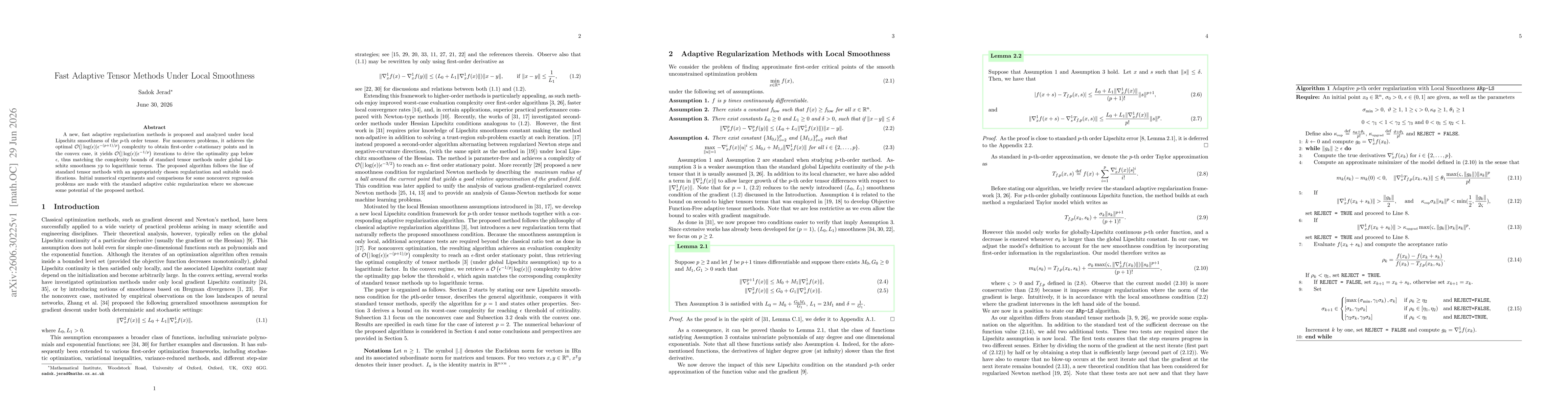 Thumbnail for Fast Adaptive Tensor Methods Under Local Smoothness