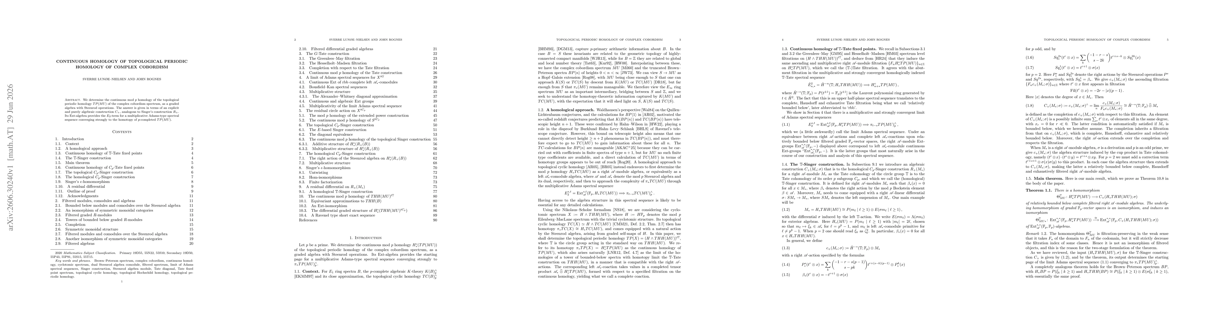 Thumbnail for Continuous homology of topological periodic homology of complex cobordism