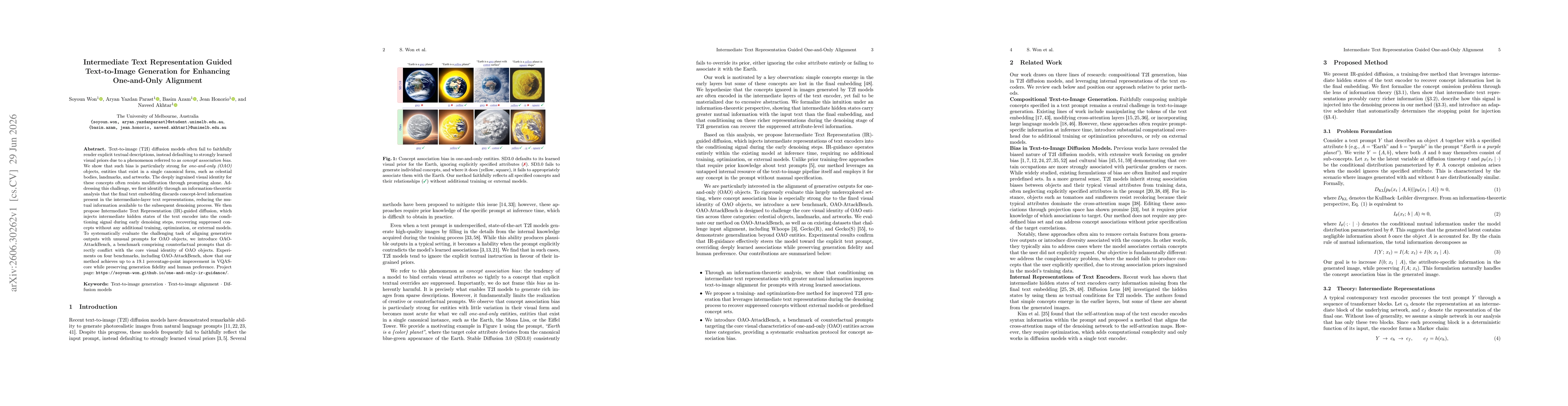 Thumbnail for Intermediate Text Representation Guided Text-to-Image Generation for Enhancing One-and-Only Alignment
