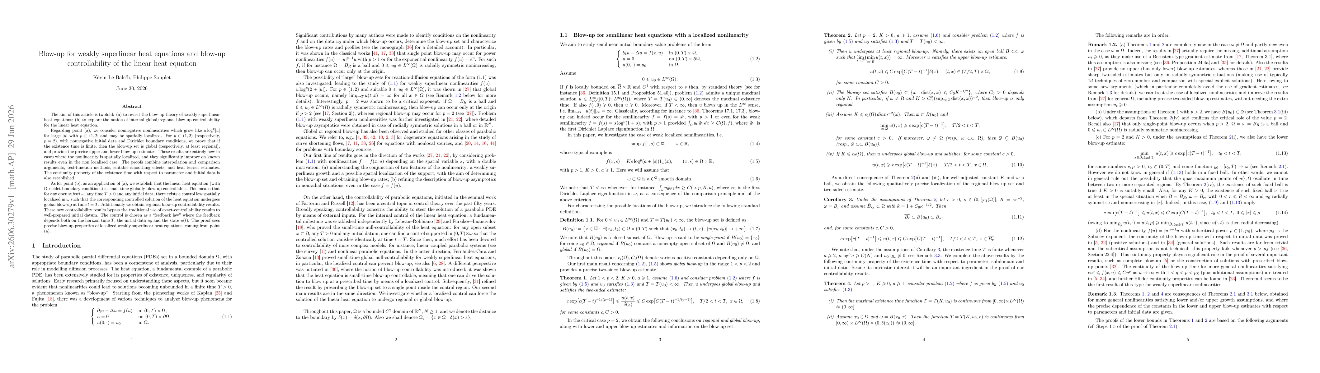 Thumbnail for Blow-up for weakly superlinear heat equations and blow-up controllability of the linear heat equation